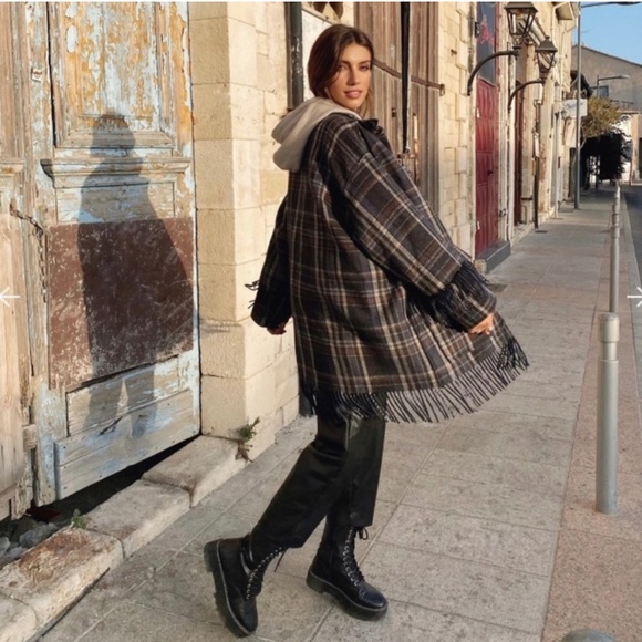 H&M Fringe Wool Blend Shirt Jacket - Picture 4 of 11